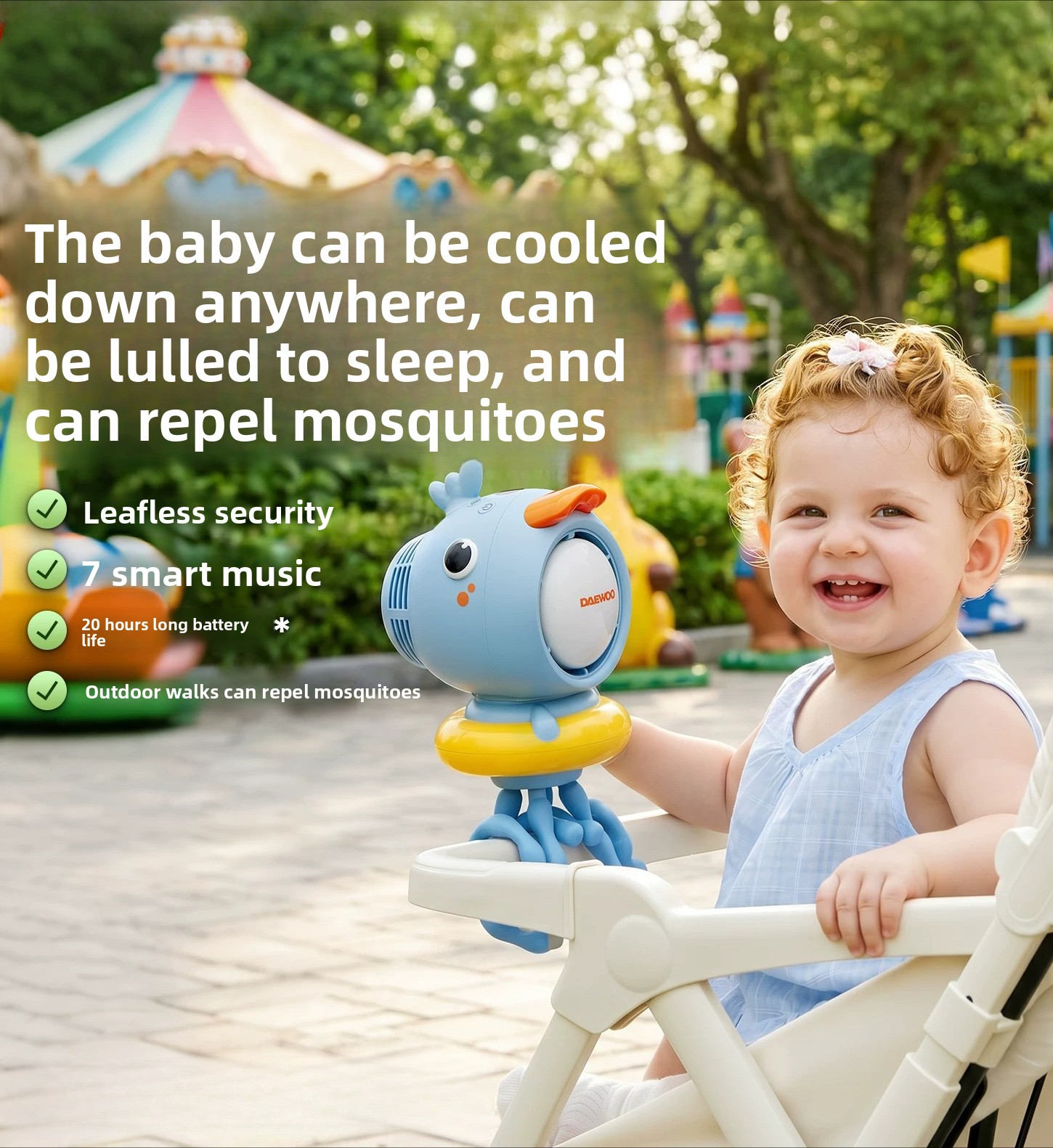 Baby Food Grade - Ventilateur de poussette sans pales de