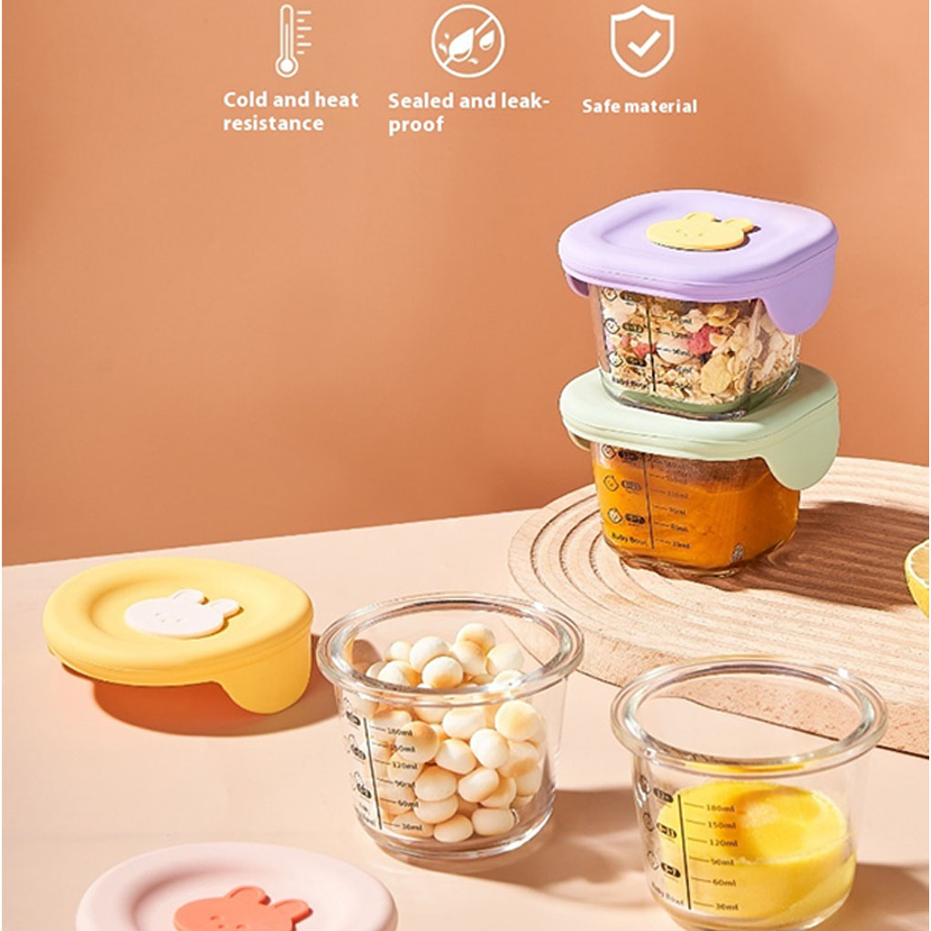 Baby Food Jars With Lids - Lot de 4 pots en verre